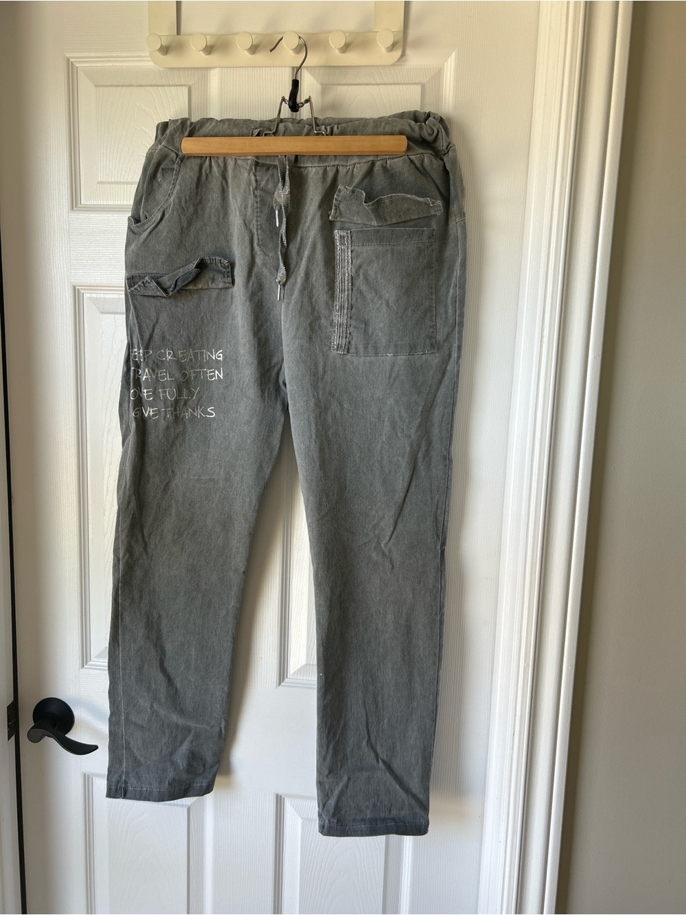 Bella Amore Gray Cargo Drawstring Pants